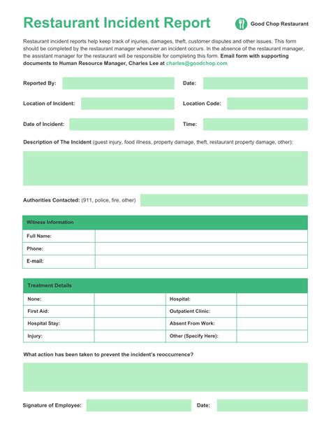 Restaurant Incident Report Template Venngage