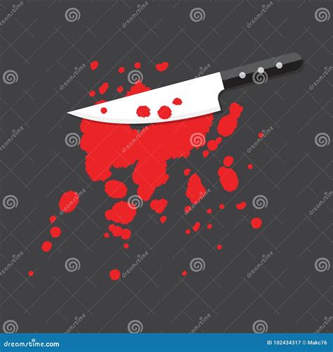 Knife And Blood Halloween Icon Filled Line Style Bloody Knife Horror