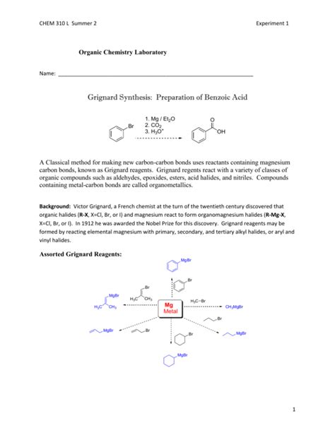 Grignard Synthesis Preparation Of Benzoic Acid