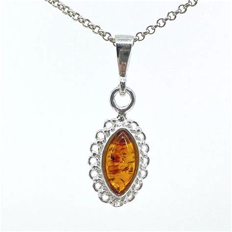 Amber Pendant Cognac In 925 Silver Baltic Ambers Masters