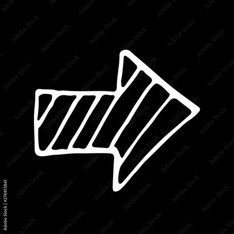 Cute Cartoon Hand Drawn Arrow Symbol Funny Vector Black And White