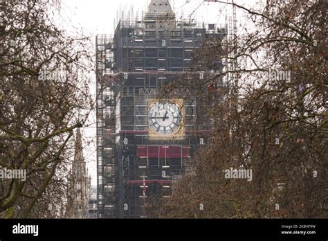 A View Of Big Ben Covered In Scaffolding The Massive Bell Which