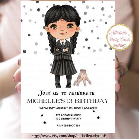 Wednesday Addams Invitation Birthday Party Addams Birthday Etsy