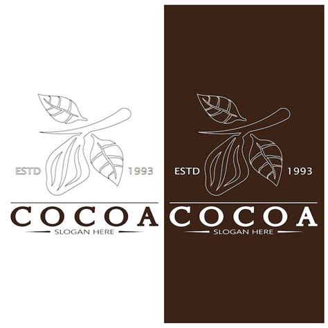 Premium Vector Cocoa Logococoa Beancocoa Treecocoa Branches And