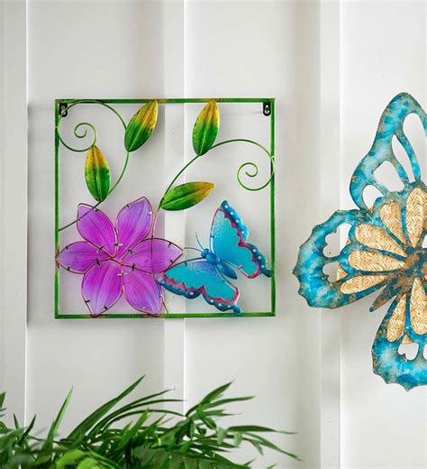 Butterfly Metal And Glass Framed Wall Art Wind And Weather