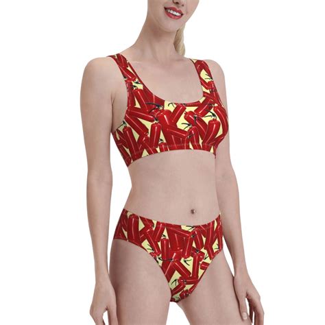 Noikeo Fire Extinguisher Pattern Bikini Set For Women Two Piece Swimsuits Low Rise Bathing Suits