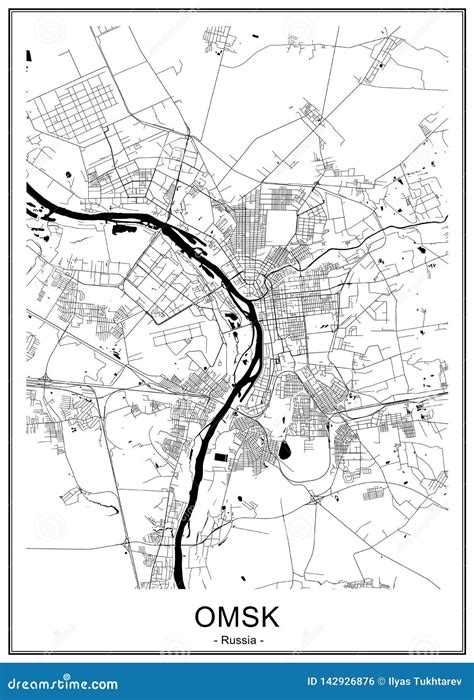 Map of the City of Omsk, Russia Stock Illustration - Illustration of ...