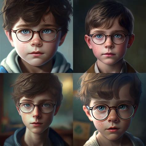 Prompt Boy square glasses brown hair blue eyes | Download Script for AI ...