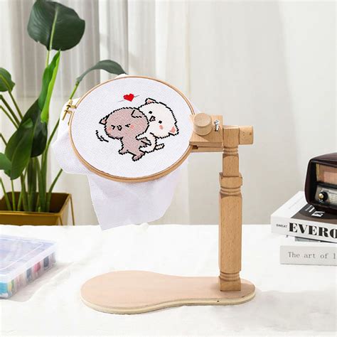 Rotated Wooden Embroidery Lap Stand For Any Hoops Cross Etsy