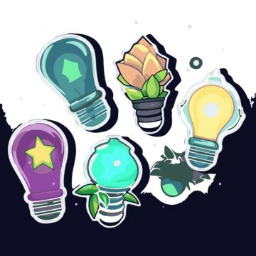 Light Bulb Sticker Vector A Green Tree Inside A Bulb Funding Sticker