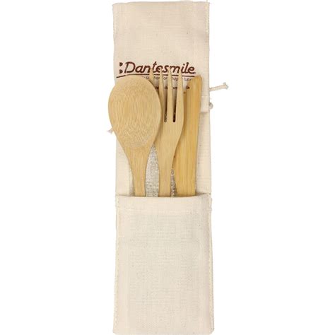 Dantesmile Bamboo Cutlery Set Spoon Fork And Knife In Organic Cotton