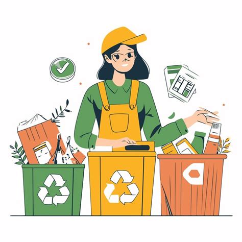 Premium Vector Woman Sorting Garbage Recycling Concept Flat Vector