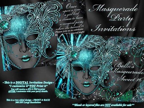 Sweet 16 Masquerade Party Masquerade Party Invitation Mardi | Etsy ...