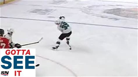 Gotta See It Logan Couture Between The Legs Touch Pass Sets Up Timo Meier Goal Youtube