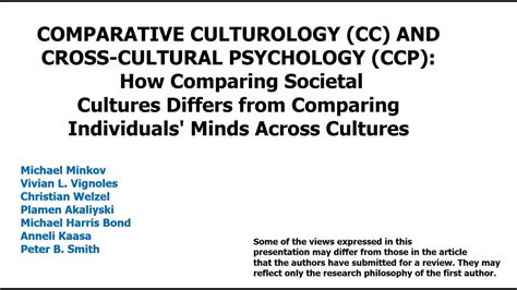 Michael Minkov Comparative Culturology And Cross Cultural Psychology