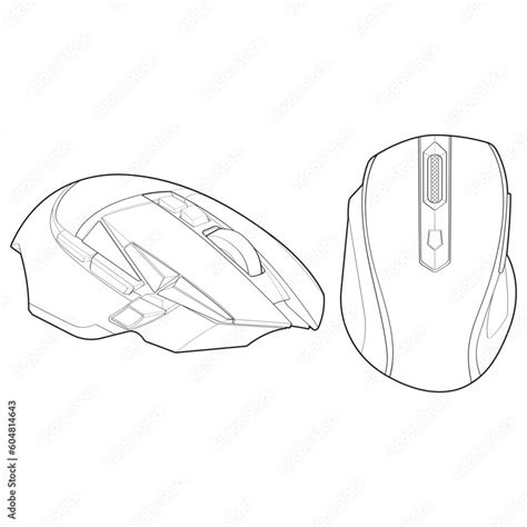 Set of computer mouse outline drawing vector, Computer Mouse in a sketch style, Computer Mouse ...