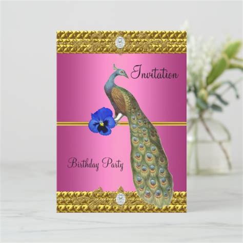 Elegant Gold Peacock Invitation Zazzle