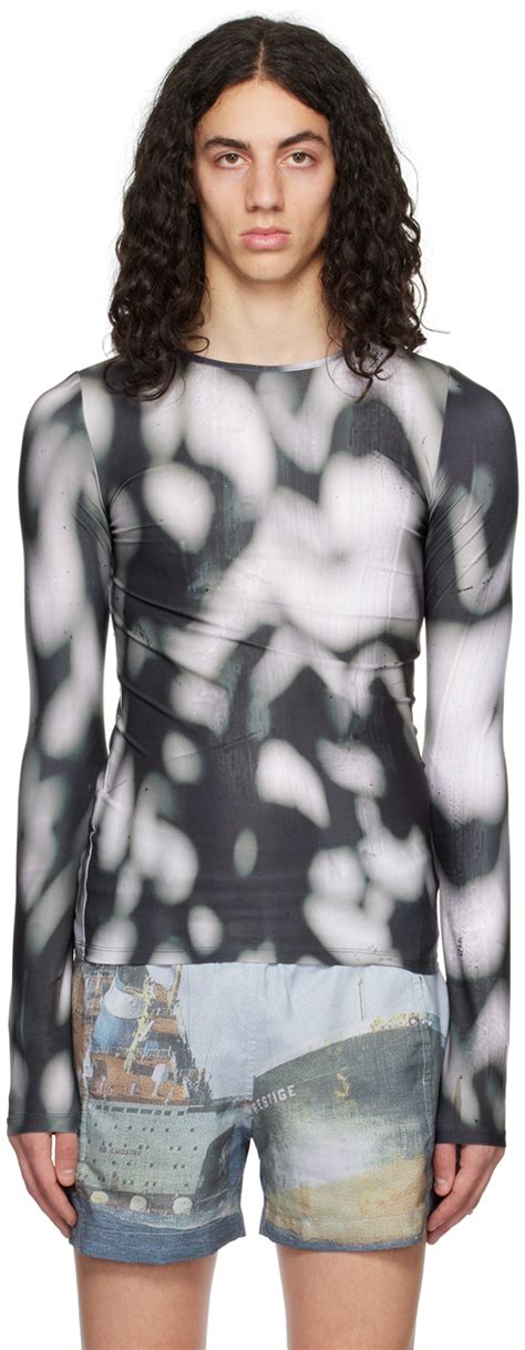 Serapis SSENSE Exclusive Black White Shadows Long Sleeve T Shirt