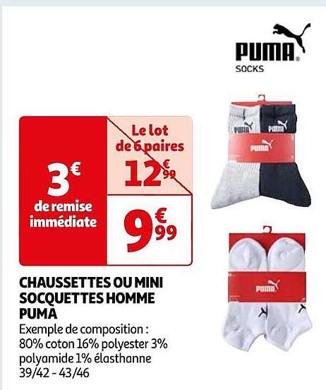 Promo Chaussettes Ou Mini Socquettes Homme Puma Chez Auchan ICatalogue Fr