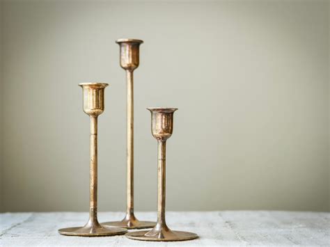 Vintage Brass And Copper Graduated Candle Holders Set Of 3 Etsy Candle Holders Candles