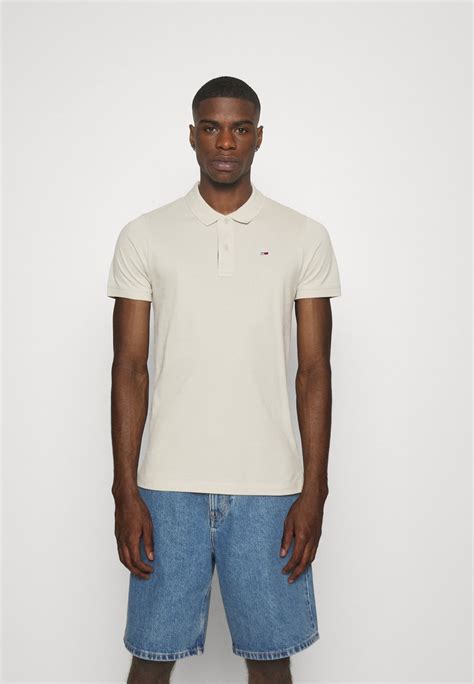 Tommy Jeans Slim Placket Polo Shirt Stony Beigebeige Uk