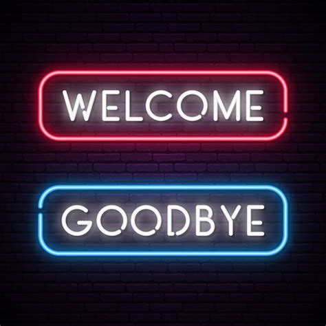 Premium Vector Welcome And Goodbye Vector Neon Text Banner