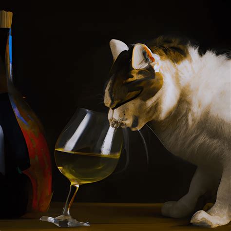 Cat Drinking Wine Digital Graphic · Creative Fabrica