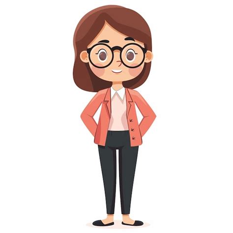 A Cartoon Woman With Glasses And A Red Jacket Premium Ai Generated Vector