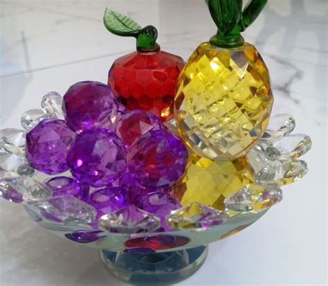 Crystal Fruit Plate with Grapes Pineapple for Home Decoration - HiFi Shop