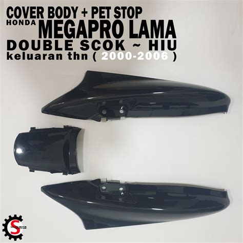 Jual Cover Body Plus Pet Stop Megapro Lama Hiu Hitam Tebal Berkwalitas