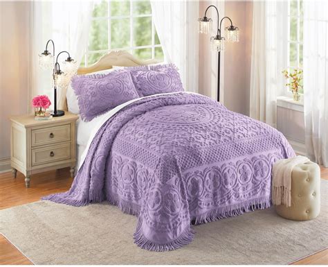 Montgomery Ward Emily Floral Chenille Bedspread Soft Cotton Comforter Twin Size