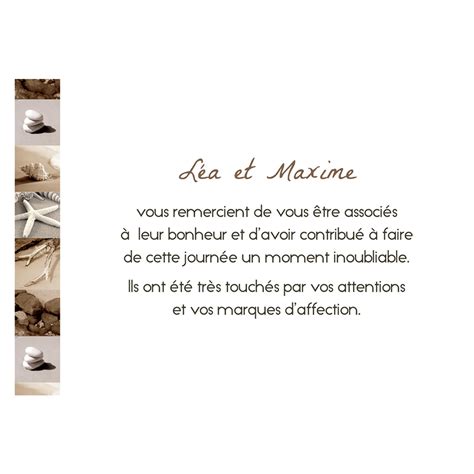 Carte de remerciement mariage La Plage | Echantillon offert