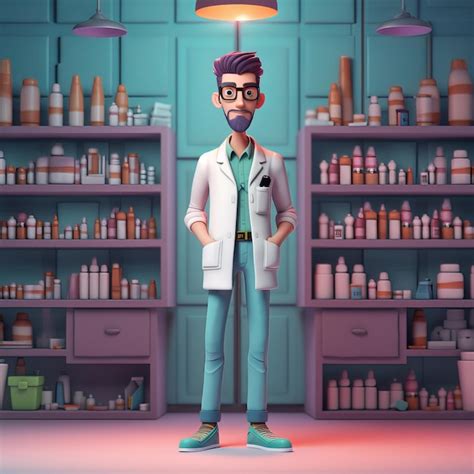 Premium AI Image | A Male Pharmacist Cartoon Character