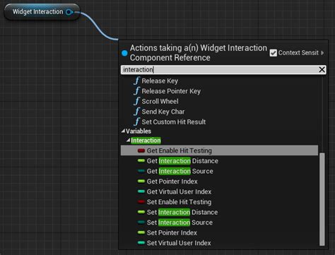 Widget Interaction Component Unreal Engine Documentation