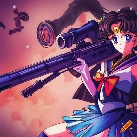 Sailor Moon With A Gun Scope In An Epic Drawing On Craiyon