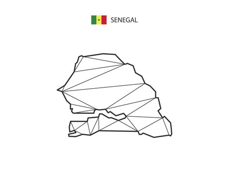 Mosaic Triangles Map Style Of Senegal Isolated On A White Background