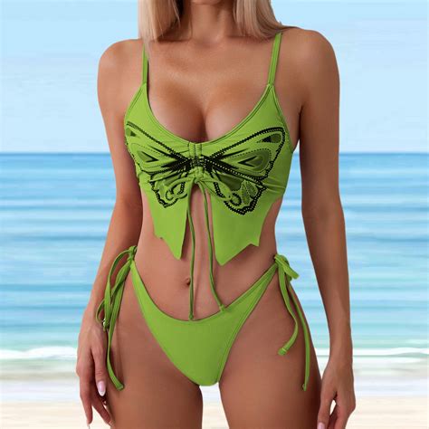 Uinagy 2024 Women Butterfly Cute Split Bikini Swimsuit High Waisted