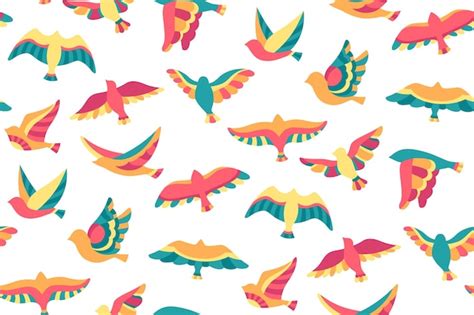 Premium Vector Flock Birds Flying In Sky Seamless Pattern Flying Dove