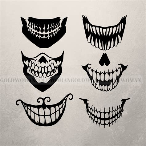 Halloween Scary Teeth Face Mask Svg Bundle Skull Teeth Etsy