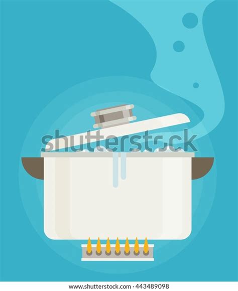 Boiling Water Pan Flat Vector Stock Vector Royalty Free 443489098