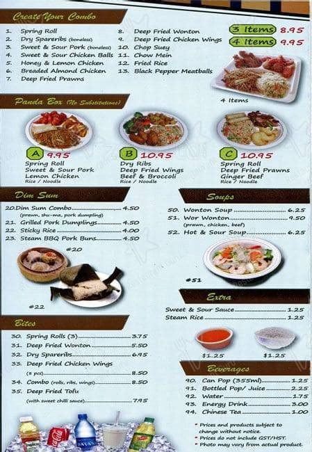 Menu at Mama Panda restaurant, Delta