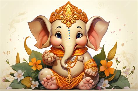 Premium Photo | White background cartoon of Lord Ganesha