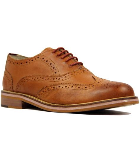 Ben Sherman Deon Retro 60s Mod Oxford Brogue Shoes In Cognac