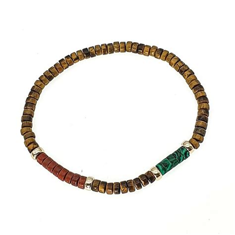 Mixed Gemstone Heishi Bracelet With Ct Gold Uk Ommo London