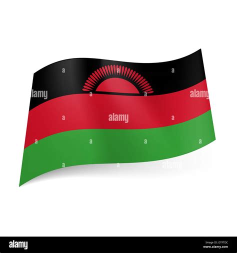 National Flag Of Malawi Black Red And Green Horizontal Stripes With