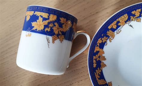 Zestaw porcelany do kawy espresso filiżanki i talerzyki 6 szt vintage