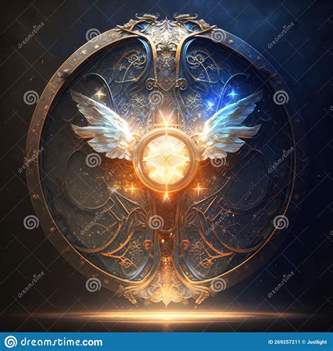 Magical Shield Of Blinding Light Fantasy Art Ai Generation Stock