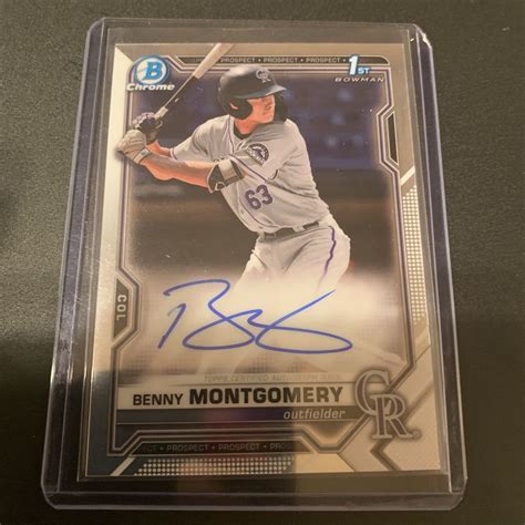 2021 Bowman Draft Chrome Benny Montgomery RC Auto Colorado rockies 直筆