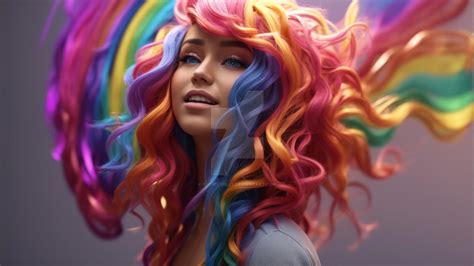 Rainbow Haired Girl 3d Babe By Xrebelyellx On Deviantart