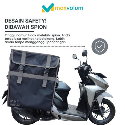 Tas Motor Anti Air Super Hitam List Silver Maxvolum